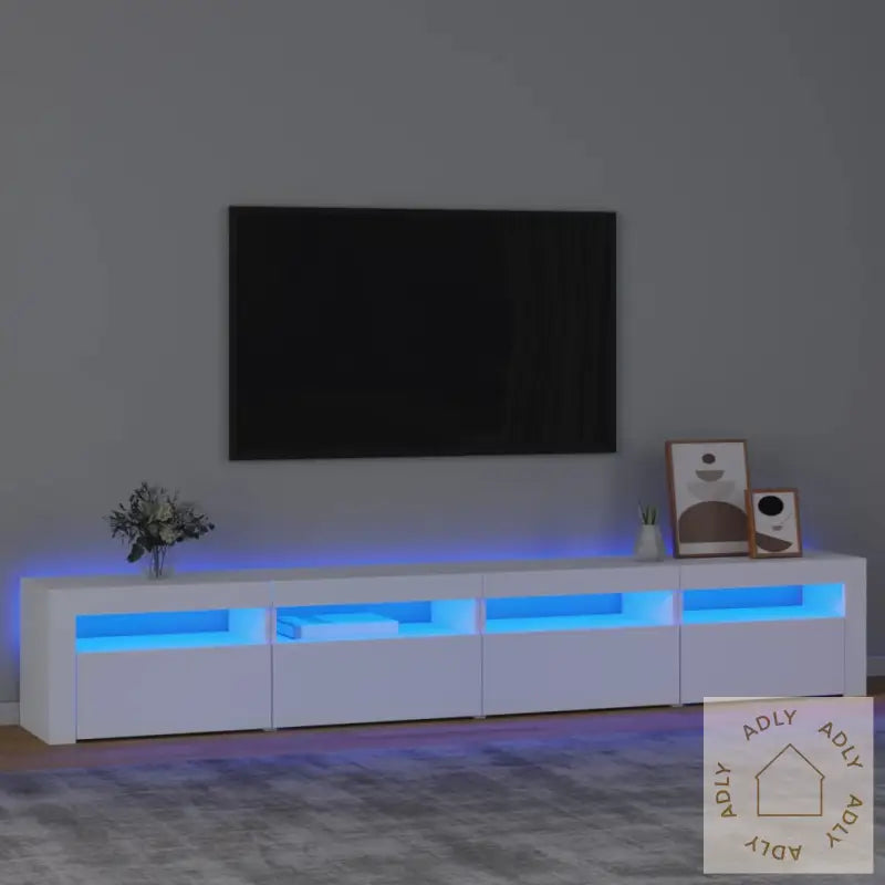 Tv-Benk Med Led-Lys Hvit 240X35X40 Cm