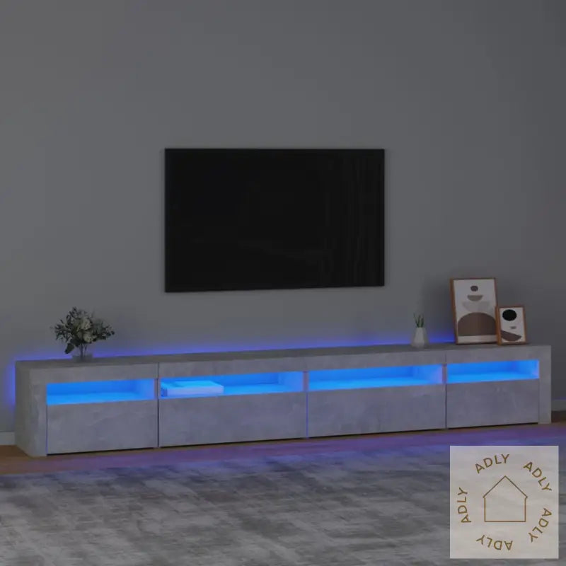 Tv-Benk Med Led-Lys Betonggrå 270X35X40 Cm