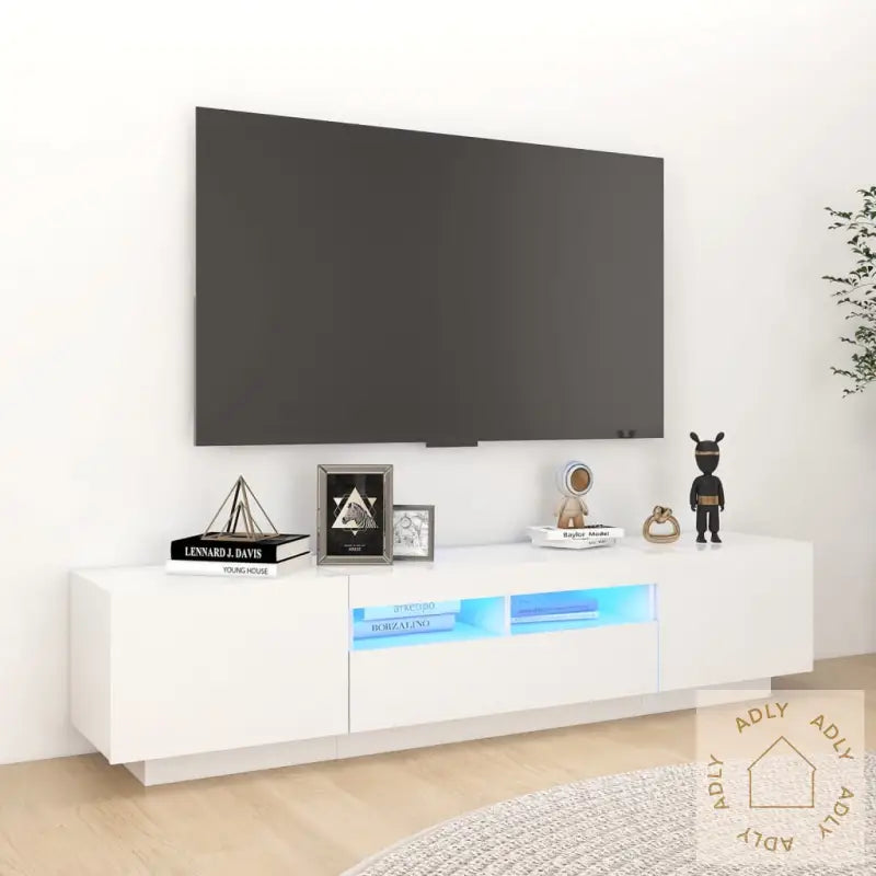 Tv-Benk Med Led-Lys Hvit 180X35X40 Cm