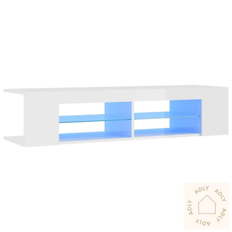 Tv-Benk Med Led-Lys Høyglans Hvit 135X39X30 Cm