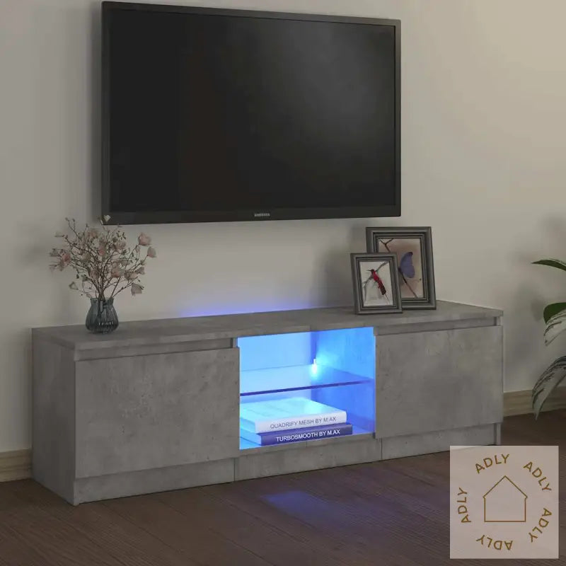 Tv-Benk Med Led-Lys Betonggrå 120X30X36 Cm