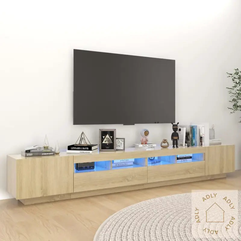 Tv-Benk Med Led-Lys Sonoma Eik 260X35X40 Cm
