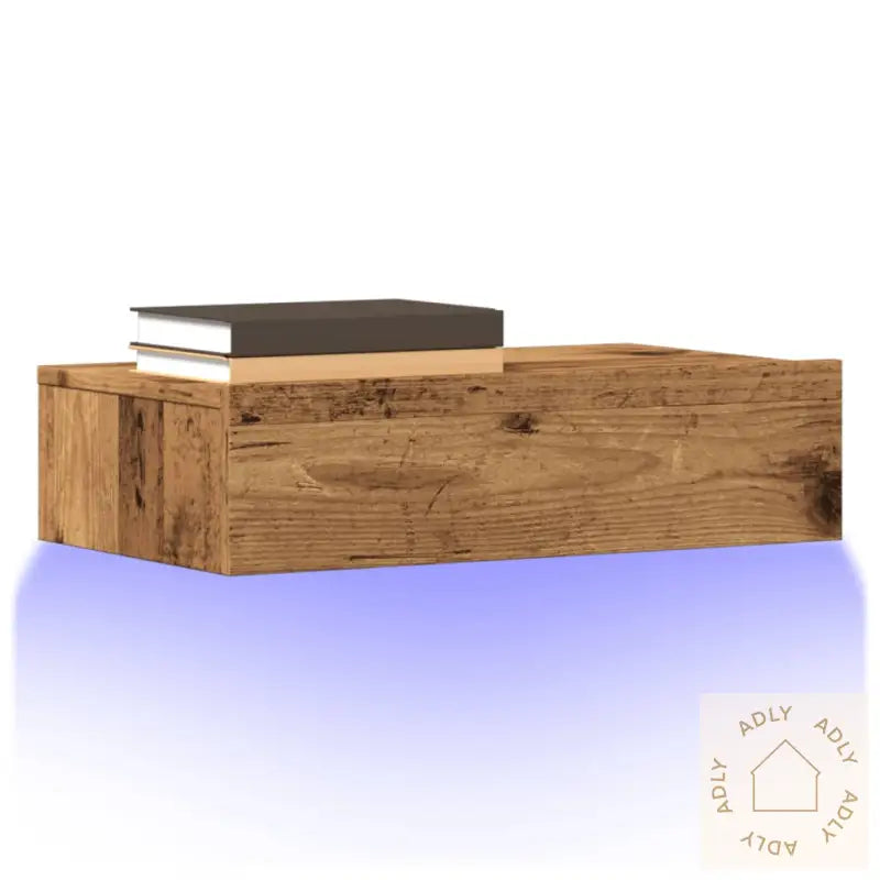 Tv-Benk Med Led-Lys Gammelt Tre 60X35X15,5 Cm