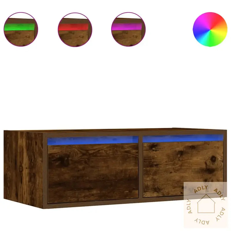 Tv-Benk Med Led-Lys Røkt Eik 75X35,5X25 Cm