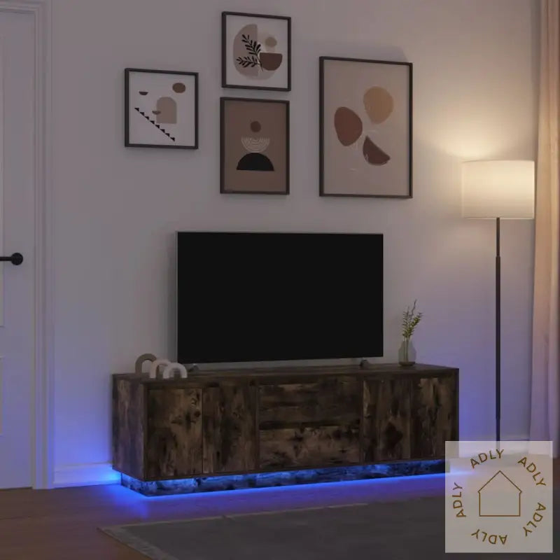 Tv-Benk Med Led-Lys Røkt Eik 160,5X41X50 Cm