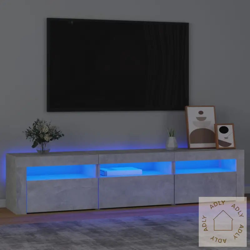 Tv-Benk Med Led-Lys Betonggrå 180X35X40 Cm