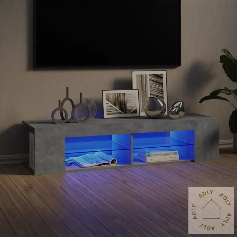 Tv-Benk Med Led-Lys Betonggrå 135X39X30 Cm
