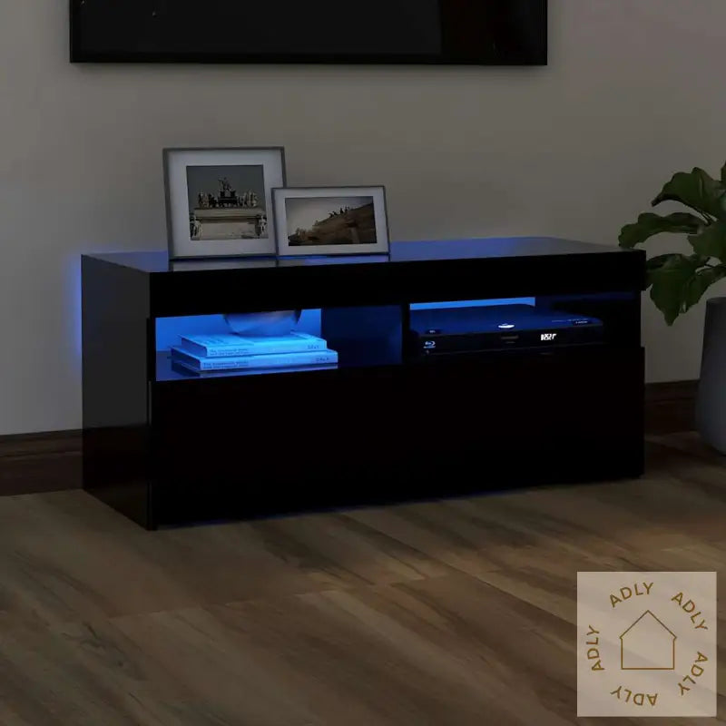 Tv-Benk Med Led-Lys Svart 90X35X40 Cm