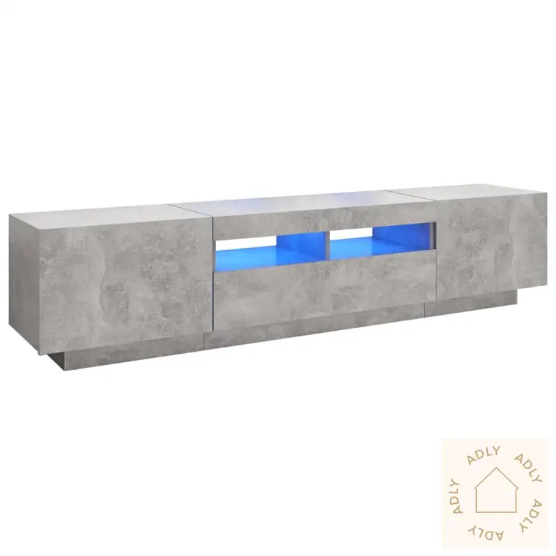 Tv-Benk Med Led-Lys Betonggrå 180X35X40 Cm