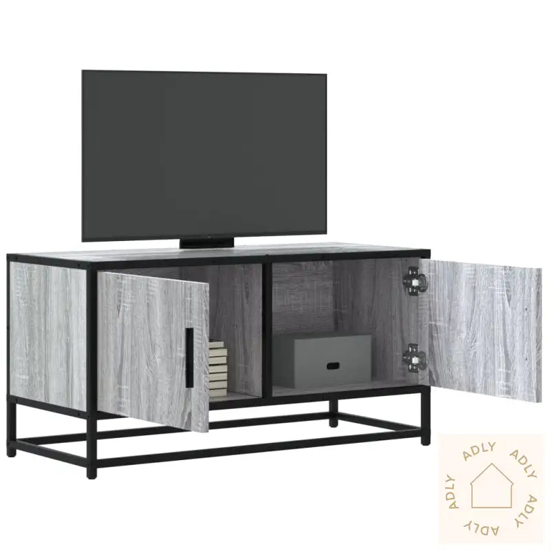 Tv-Benk Grå Sonoma 80X34,5X40 Cm Konstruert Tre Og Metall