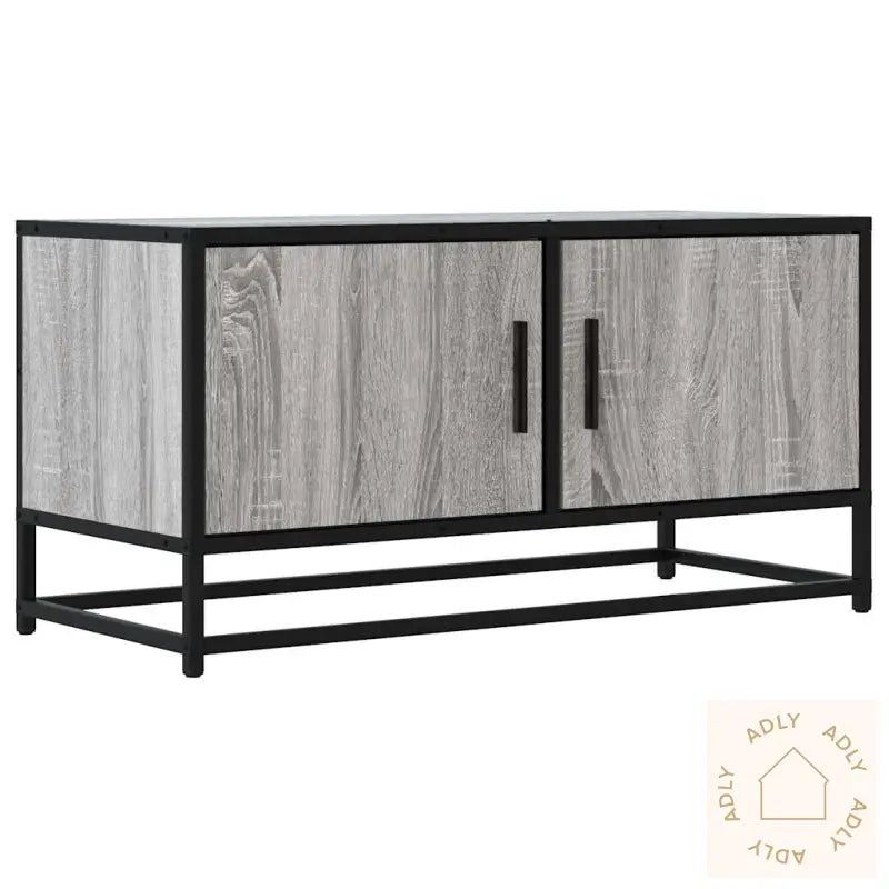 Tv-Benk Grå Sonoma 80X34,5X40 Cm Konstruert Tre Og Metall