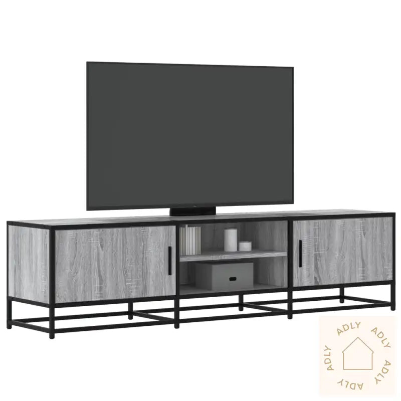 Tv-Benk Grå Sonoma 160X35X41 Cm Konstruert Tre Og Metall