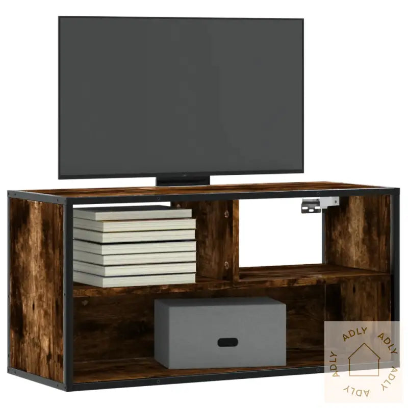 Tv-Benk Røkt Eik 80X31X39,5 Cm Konstruert Tre Og Metall