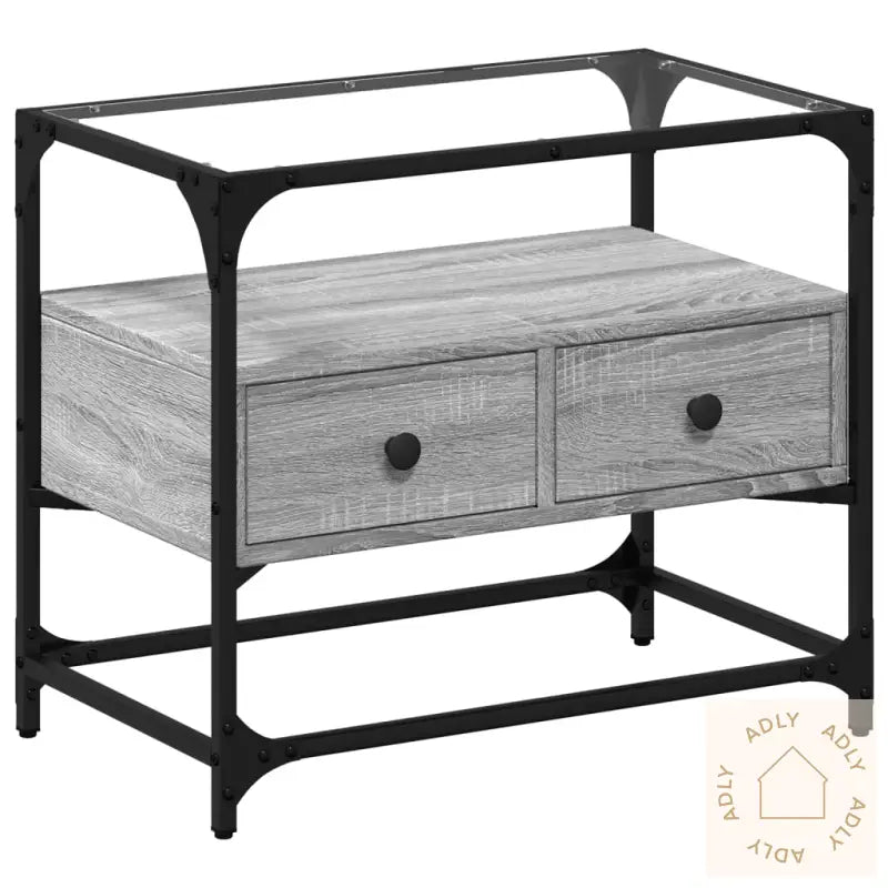 Tv-Benk Med Glasstopp Grå Sonoma 60X35X51 Cm Konstruert Tre