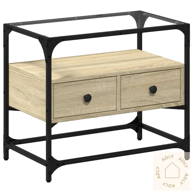 Tv-Benk Med Glasstopp Sonoma Eik 60X35X51 Cm Konstruert Tre