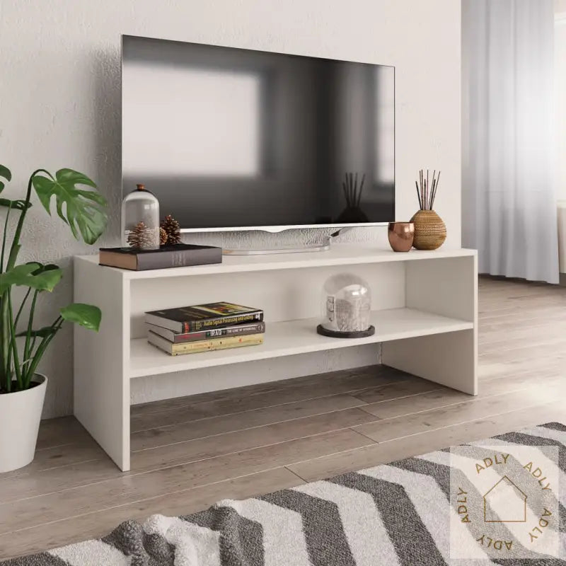 Tv-Benk Hvit 100X40X40 Cm Konstruert Tre