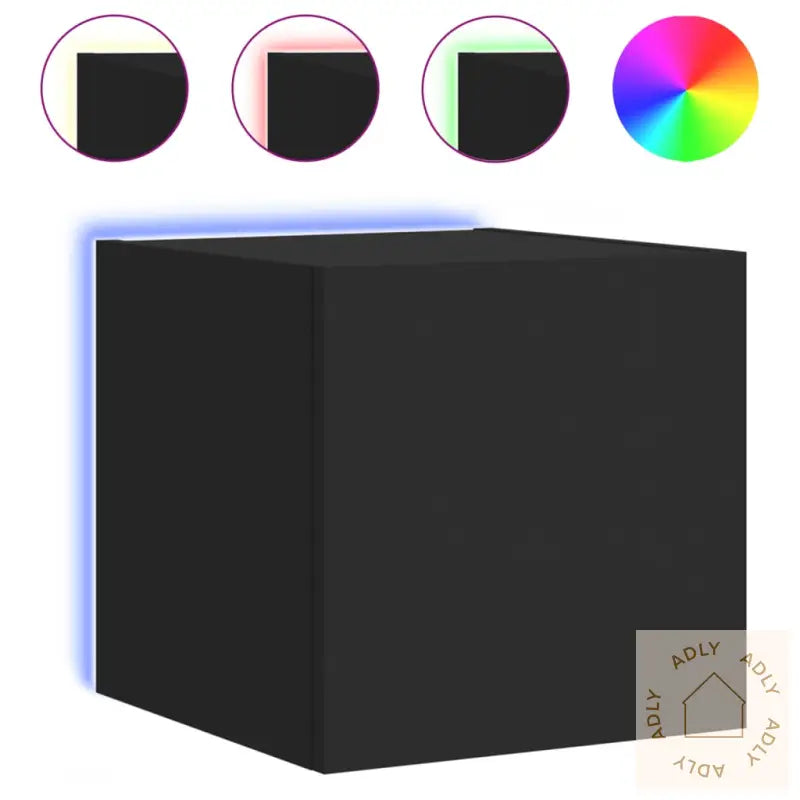 Vegghengt Tv-Benk Med Led Svart 30,5X35X30 Cm