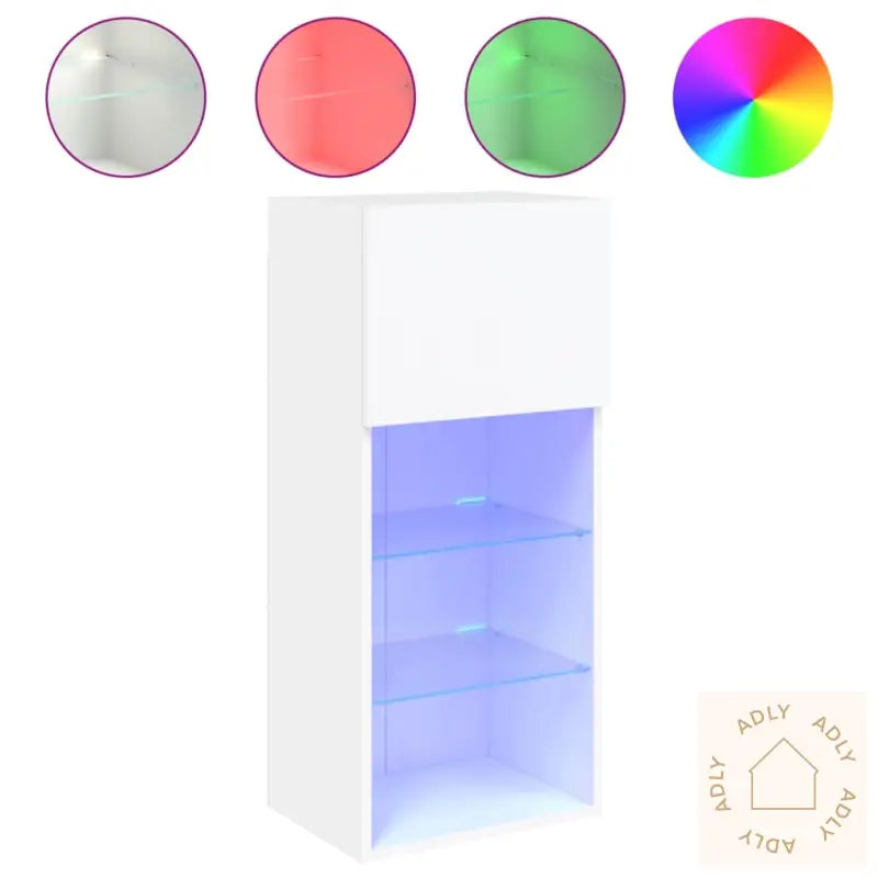 Tv-Benk Med Led-Lys Hvit 40,5X30X90 Cm