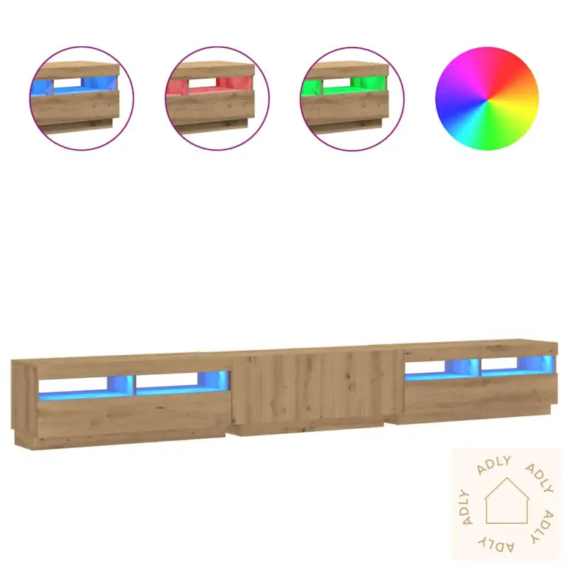 Tv-Benk Med Led-Lys Artisan Eik 300X35X40 Cm Konstruert Tre