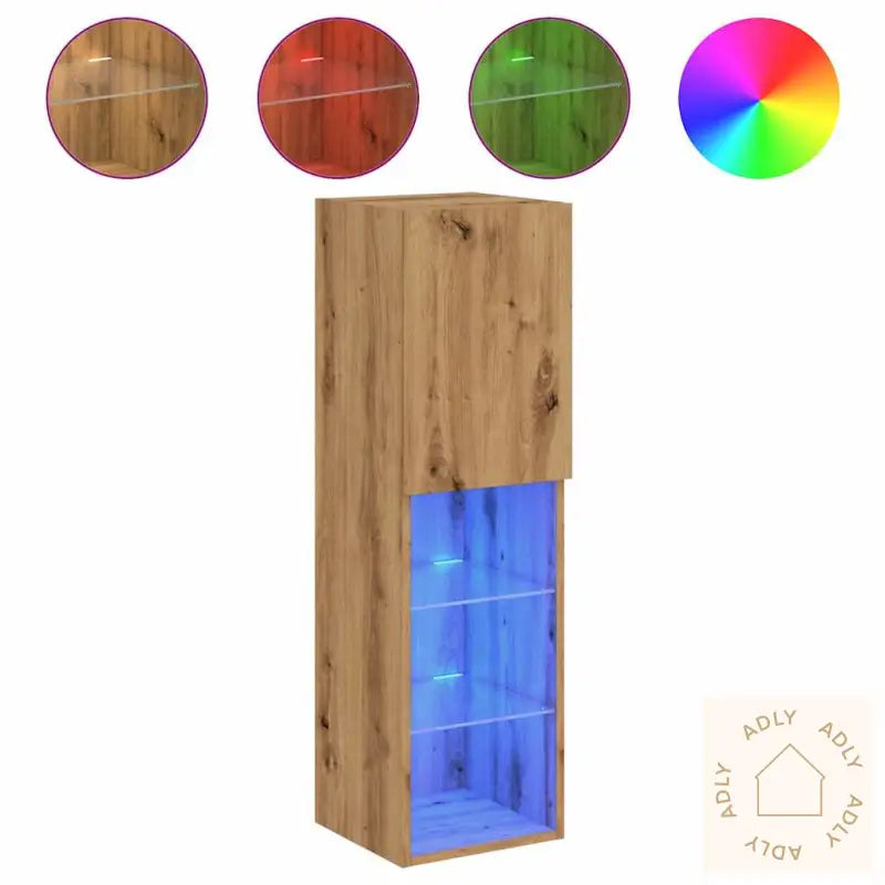 Tv-Benk Med Led-Lys Artisan Eik 30,5X30X102 Cm