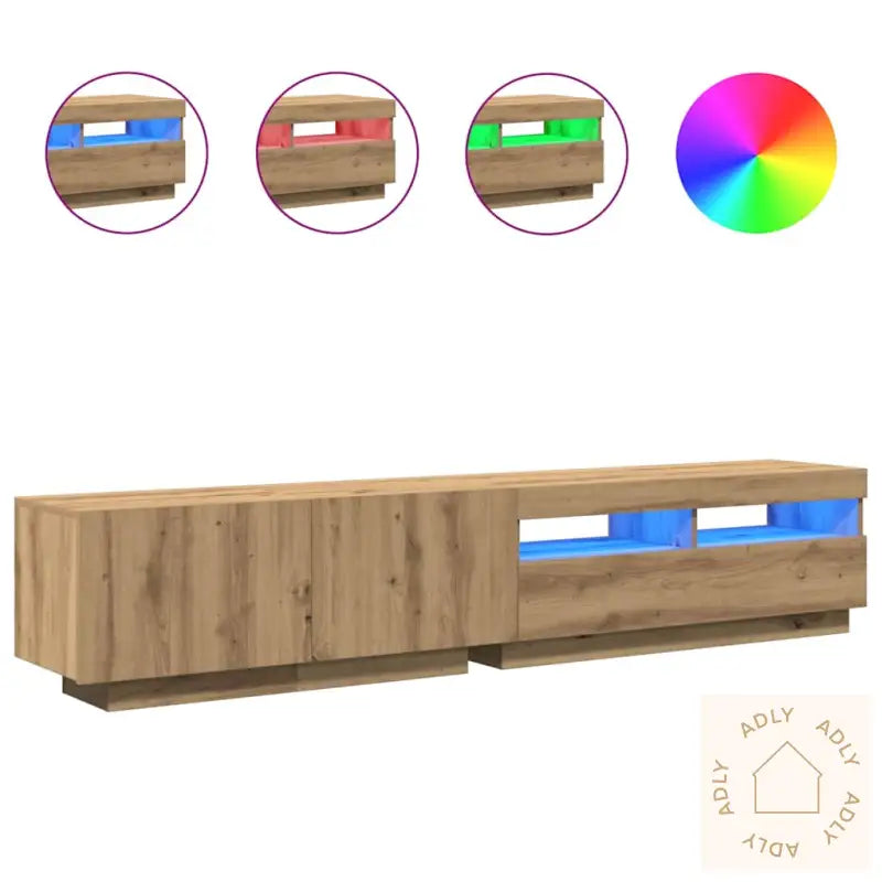 Tv-Benk Med Led-Lys Artisan Eik 200X35X40 Cm Konstruert Tre