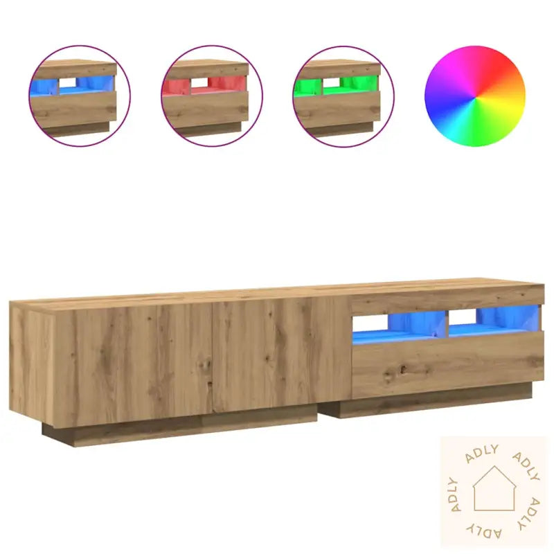 Tv-Benk Med Led-Lys Artisan Eik 180X35X40 Cm Konstruert Tre