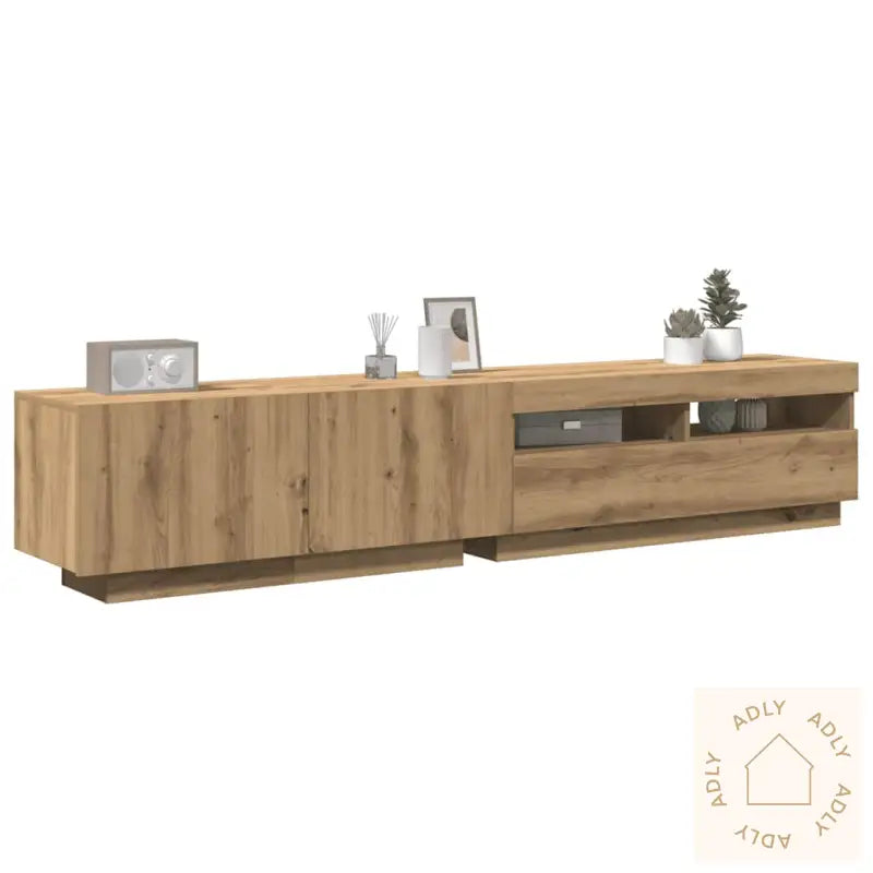 Tv-Benk Med Led-Lys Artisan Eik 200X35X40 Cm Konstruert Tre