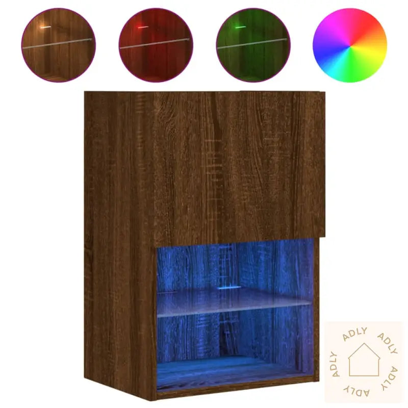 Tv-Benk Med Led-Lys Brun Eik 40,5X30X60 Cm