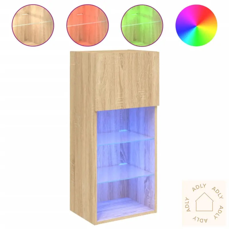 Tv-Benk Med Led-Lys Sonoma Eik 40,5X30X90 Cm