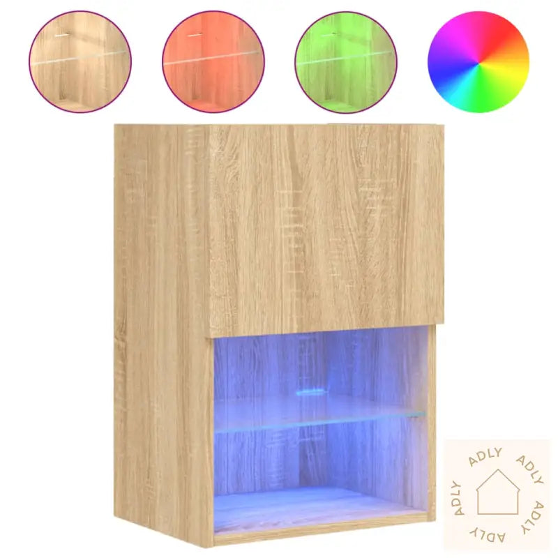 Tv-Benk Med Led-Lys Sonoma Eik 40,5X30X60 Cm