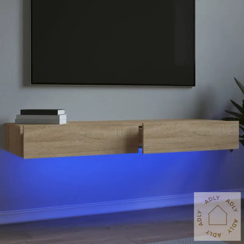 Tv-Benker Med Led-Lys 2 Stk Sonoma Eik 60X35X15,5 Cm