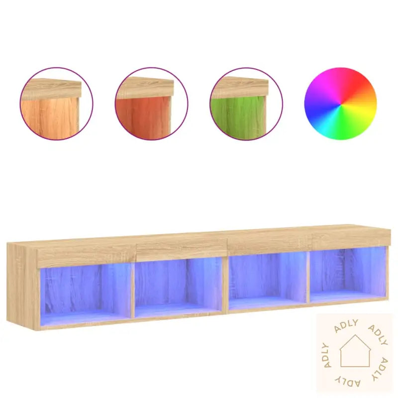 Tv-Benk Med Led 2 Stk Sonoma Eik 80X30X30 Cm