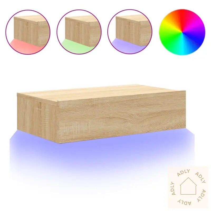 Tv-Benk Med Led-Lys Sonoma Eik 60X35X15,5 Cm