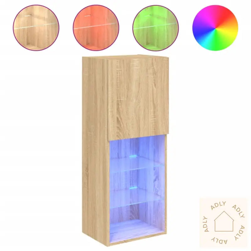 Tv-Benk Med Led-Lys Sonoma Eik 40,5X30X102 Cm