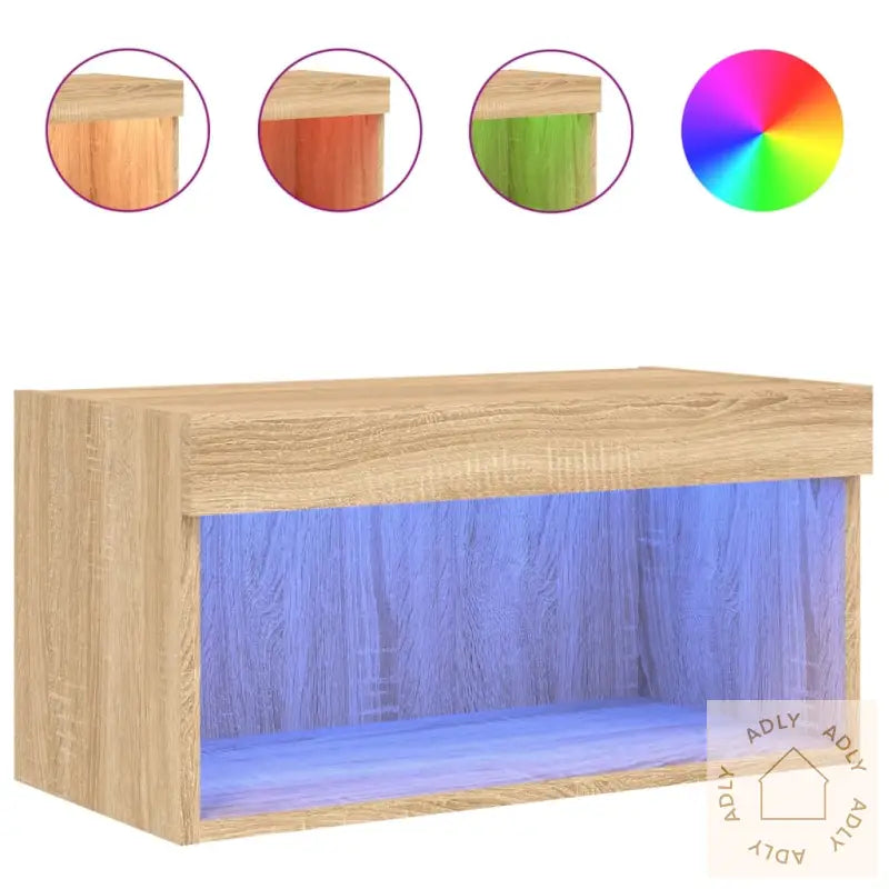 Tv-Benk Med Led Sonoma Eik 60X30X30 Cm