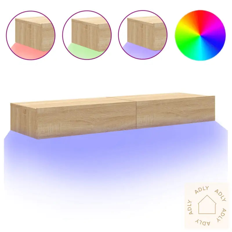Tv-Benker Med Led-Lys 2 Stk Sonoma Eik 60X35X15,5 Cm