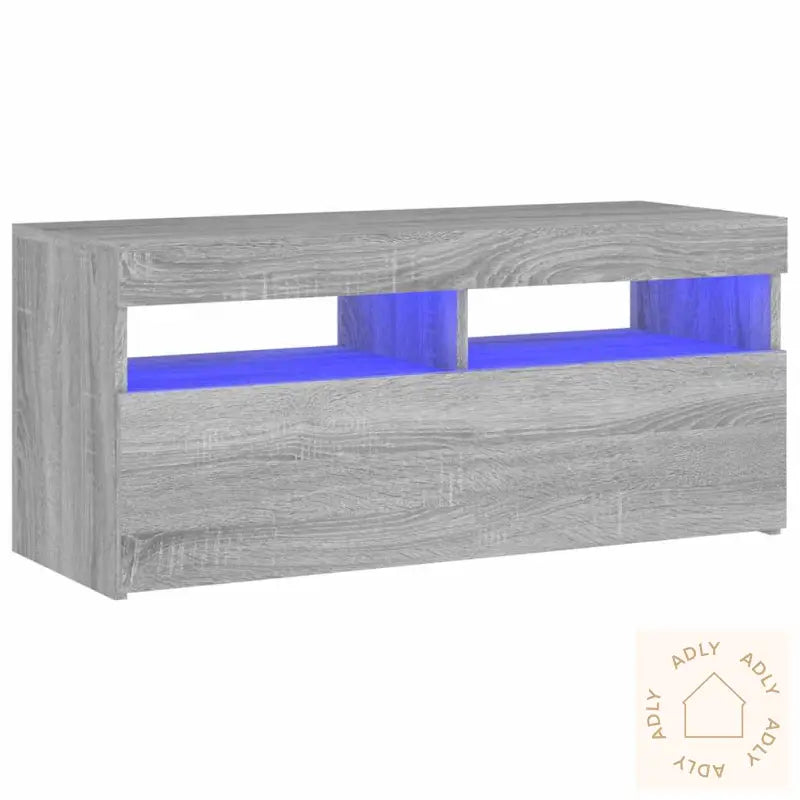 Tv-Benk Med Led-Lys Grå Sonoma 90X35X40 Cm