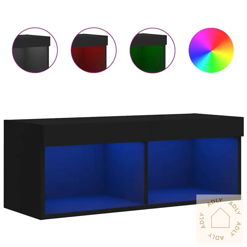 Tv-Benk Med Led-Lys Svart 80X30X30 Cm