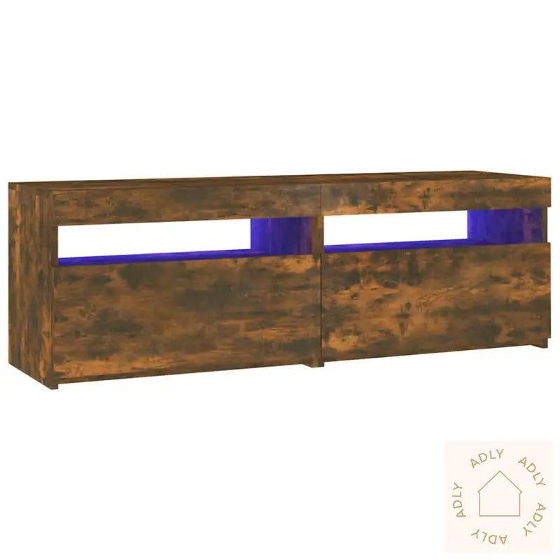 Tv-Benk Med Led-Lys Røkt Eik 120X35X40 Cm