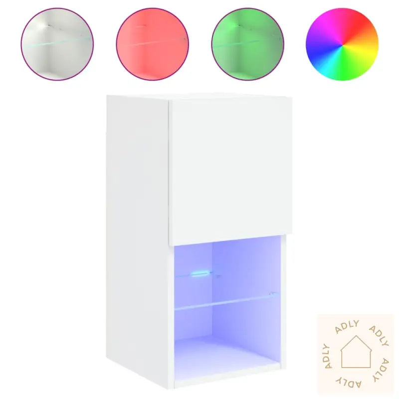 Tv-Benk Med Led-Lys Hvit 30,5X30X60 Cm