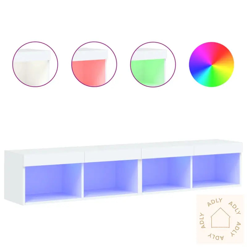 Tv-Benker Med Led-Lys 2 Stk Hvit 80X30X30 Cm