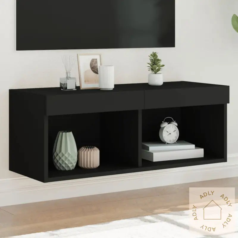 Tv-Benk Med Led-Lys Svart 80X30X30 Cm