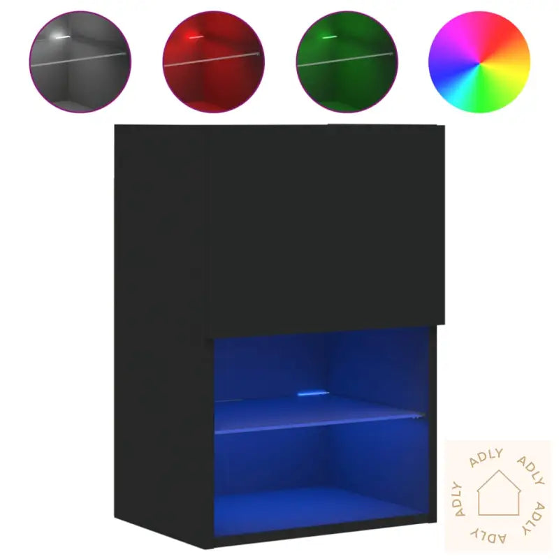 Tv-Benker Med Led-Lys 2 Stk Svart 40,5X30X60 Cm