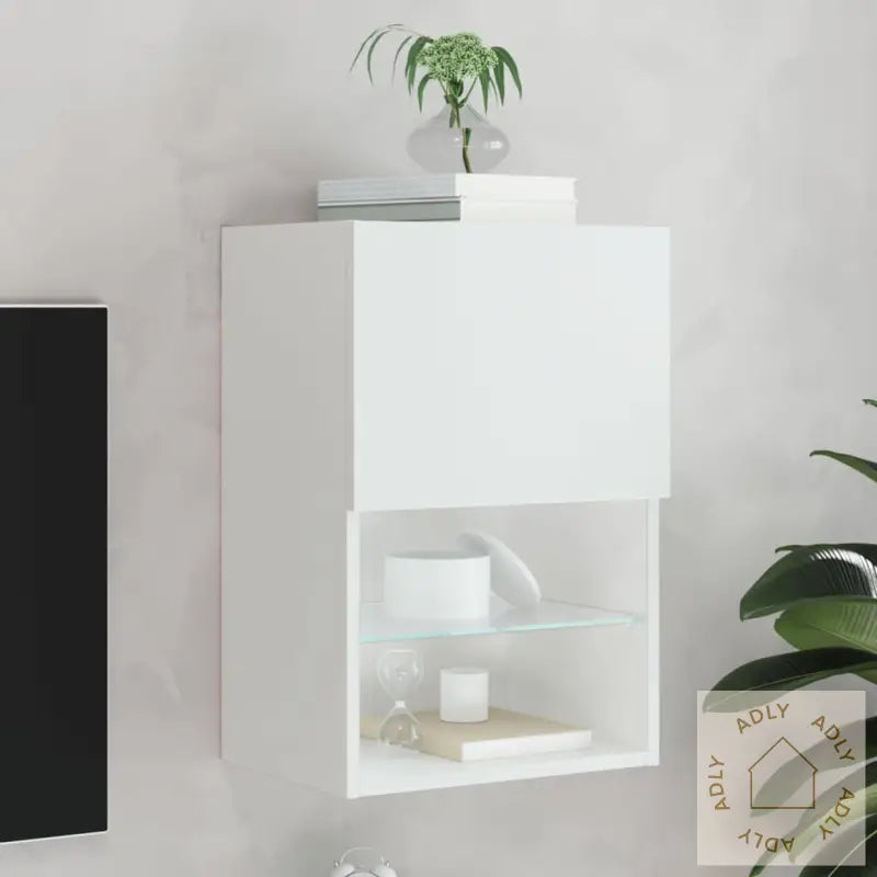 Tv-Benk Med Led-Lys Hvit 40,5X30X60 Cm