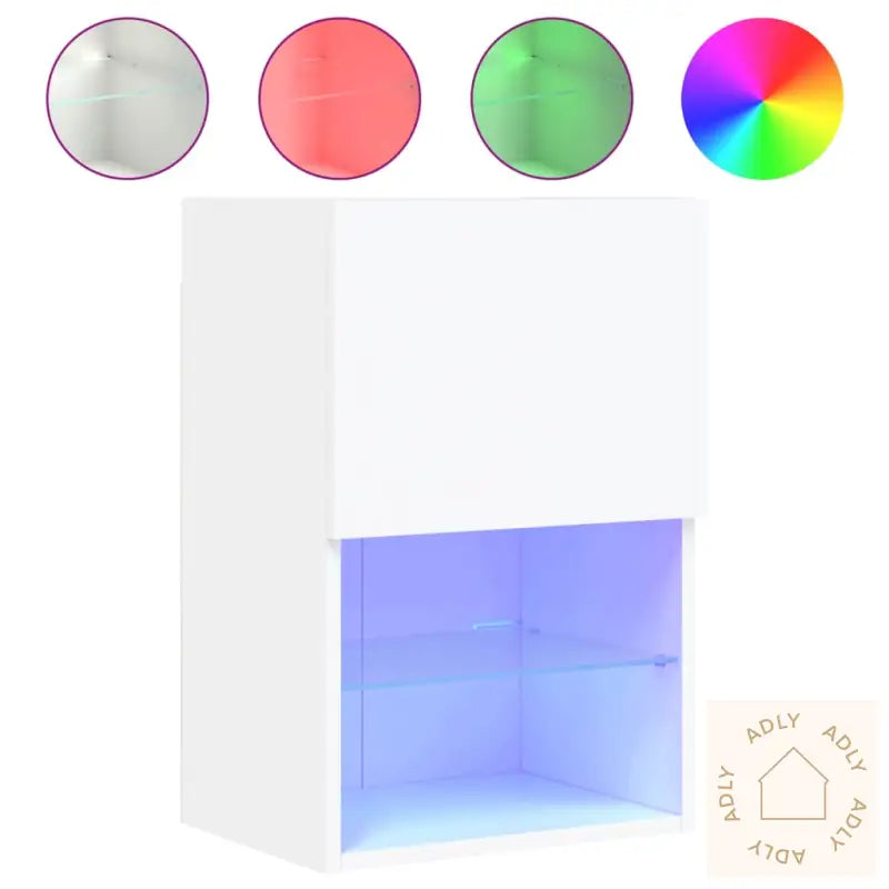 Tv-Benk Med Led-Lys Hvit 40,5X30X60 Cm
