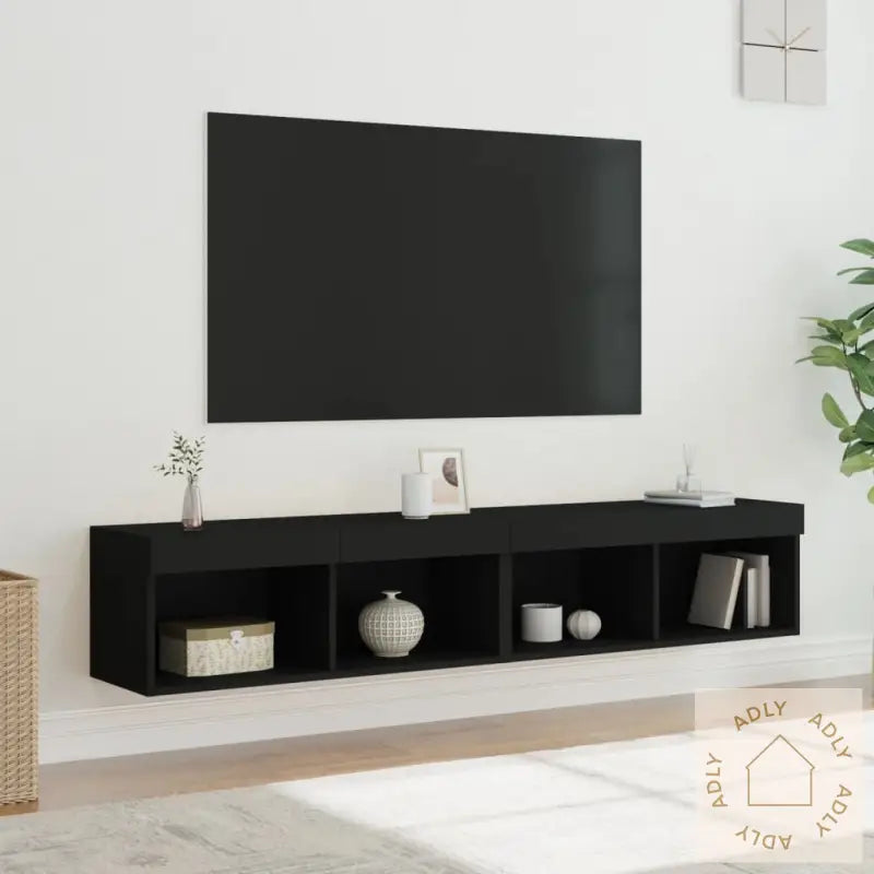 Tv-Benker Med Led-Lys 2 Stk Svart 80X30X30 Cm