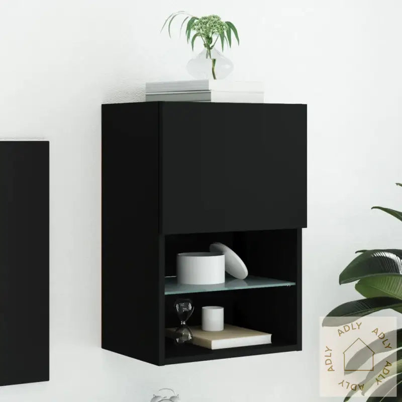 Tv-Benker Med Led-Lys 2 Stk Svart 40,5X30X60 Cm