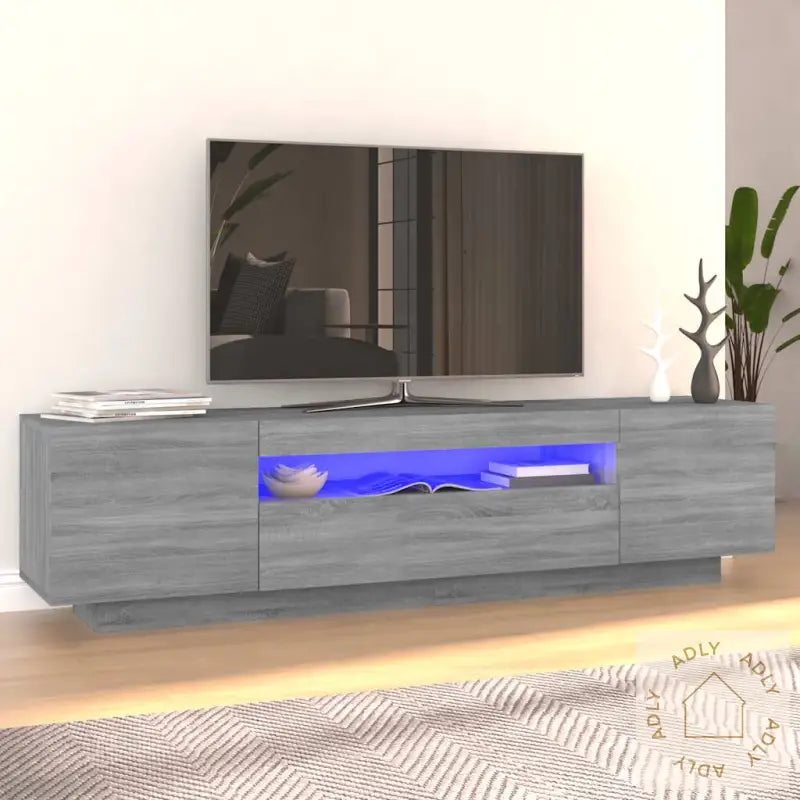 Tv-Benk Med Led-Lys Grå Sonoma 160X35X40 Cm