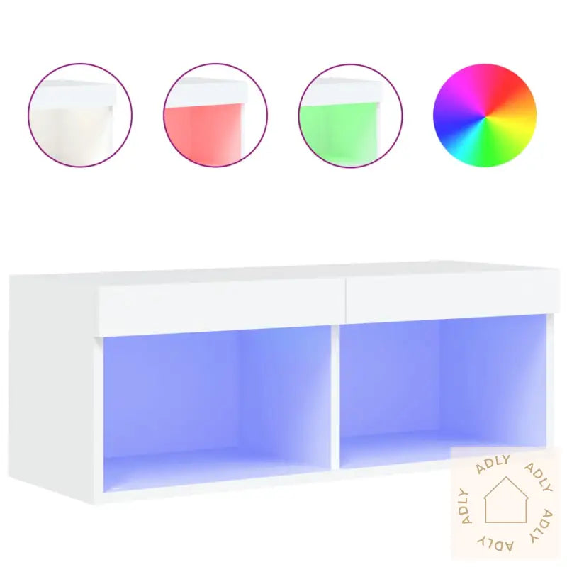 Tv-Benk Med Led-Lys Hvit 80X30X30 Cm