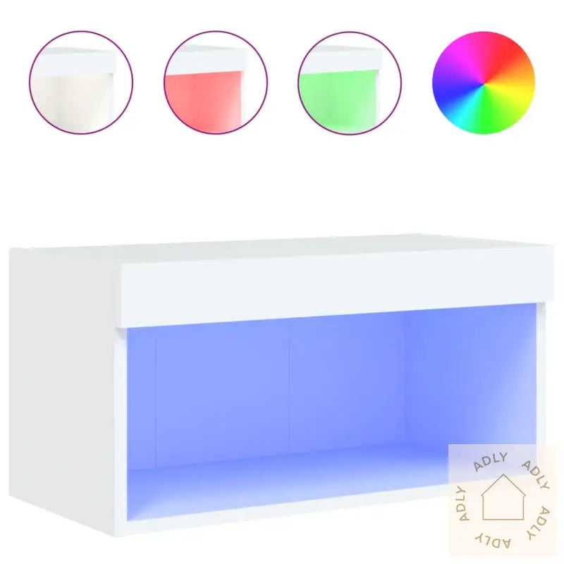 Tv-Benk Med Led-Lys Hvit 60X30X30 Cm